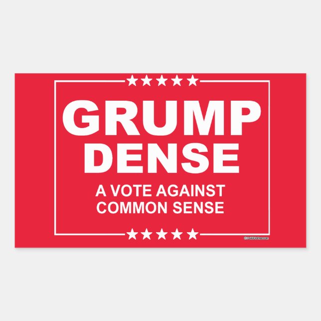 Pegatina Rectangular GRUMP DENSE 2016 - Un voto en contra del sentido c (Anverso)