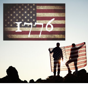 Pegatina Rectangular Grunge 1776 Bandera Americana Patriótica 