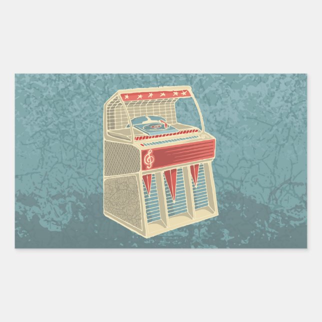 Pegatina Rectangular Grunge Jukebox (Anverso)