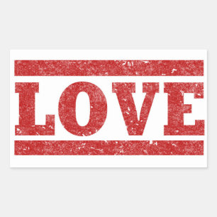 Pegatina Rectangular Grunge Love Stamp