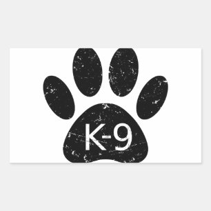 Pegatina Rectangular Grunge Perro angustiado Paw K-9