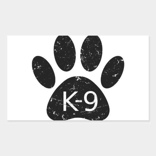 Pegatina Rectangular Grunge Perro angustiado Paw K-9 (Anverso)