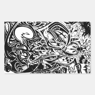 Pegatina Rectangular GRYM - Arte abstracto en blanco y negro