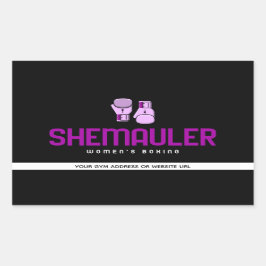Pegatina Rectangular Guantes de boxeo rosado para mujeres de Shemauler