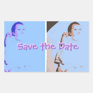 Pegatina Rectangular Guardar la fecha/los gemelos