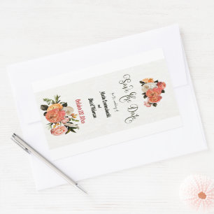 Pegatina Rectangular Guardar la Fecha Personalizado Mimosa Floral 