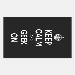 Pegatina Rectangular Guarde la calma y al friki encendido