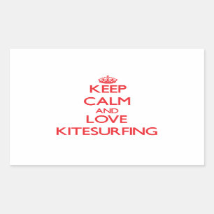 Pegatina Rectangular Guarde la calma y ame Kitesurfing
