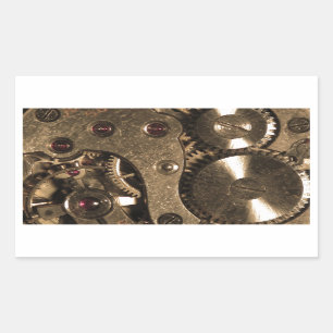 Pegatina Rectangular Guarnecido Metalizado Steampunk