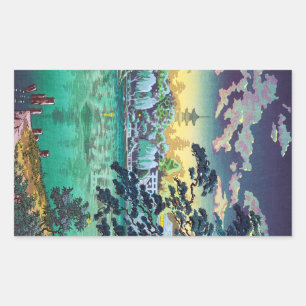 Pegatina Rectangular Guay japón Ueno Shinobazu Pond Tsuchiya Koitsu