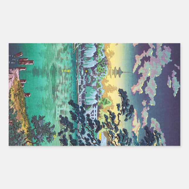 Pegatina Rectangular Guay japón Ueno Shinobazu Pond Tsuchiya Koitsu (Anverso)