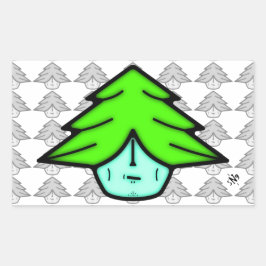 Pegatina Rectangular Guerrero de árbol (cara como personalizado) v1.1