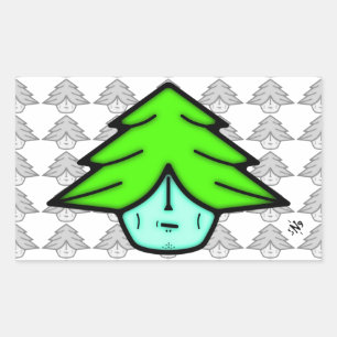 Pegatina Rectangular Guerrero de árbol (cara como personalizado) v1.1