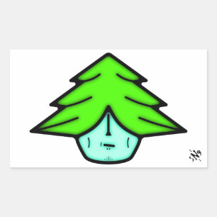 Pegatina Rectangular Guerrero de árbol (cara como personalizado) v1 peg