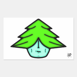 Pegatina Rectangular Guerrero de árbol (cara como personalizado) v1 peg