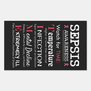 Pegatina Rectangular Guía de Sepsis Awareness Watch