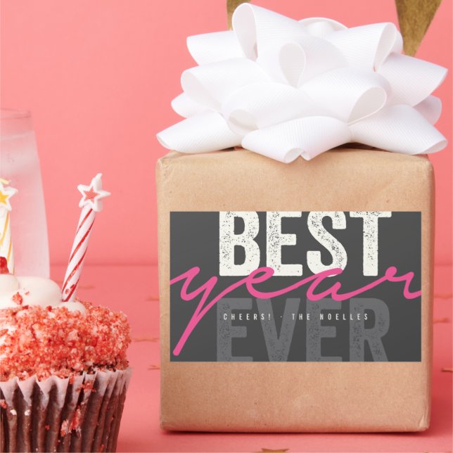 Pegatina Rectangular Guión de escritura a mano de mejor año en vacacion (Fiesta)