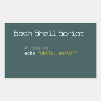Pegatina Rectangular Guión del shell de Bash para el mundo