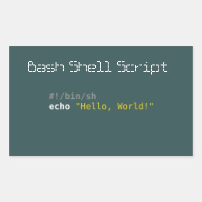 Pegatina Rectangular Guión del shell de Bash para el mundo (Anverso)