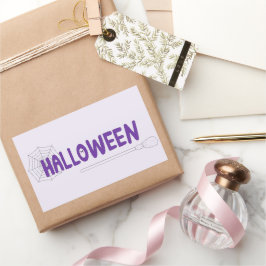 Pegatina Rectangular Guión espeluznante de Halloween con bruja y obra d