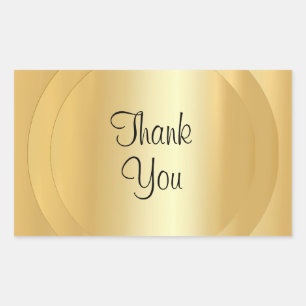 Pegatina Rectangular Guión manuscrito Gracias Texto Faux Gold Modern
