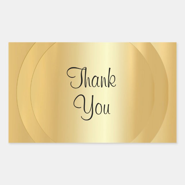 Pegatina Rectangular Guión manuscrito Gracias Texto Faux Gold Modern (Anverso)