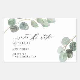 Pegatina Rectangular Guión moderno elegante vintage eucalipto no foto