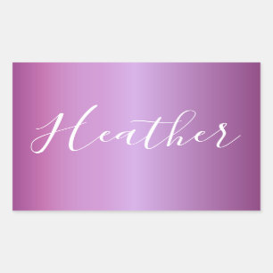 Pegatina Rectangular Guión violeta púrpura y blanco Personalizado