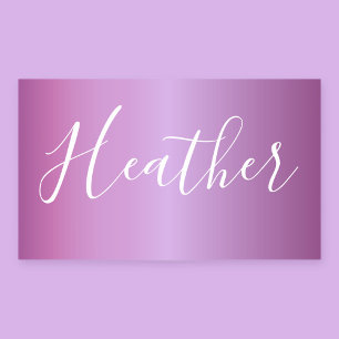 Pegatina Rectangular Guión violeta púrpura y blanco Personalizado