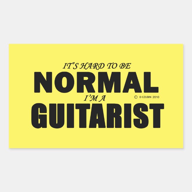 Pegatina rectangular guitarista normal (Anverso)