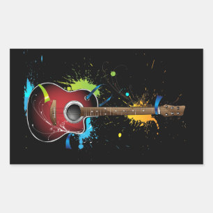 Pegatina Rectangular Guitarra acústica con pegatinas de manchas de pint