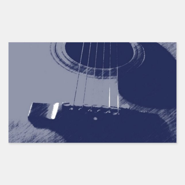 Pegatina Rectangular Guitarra Azul (Anverso)
