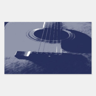 Pegatina Rectangular Guitarra Azul