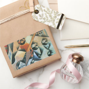 Pegatina Rectangular Guitarra (Banjo) y Gafas, Juan Gris, Arte Antiguo