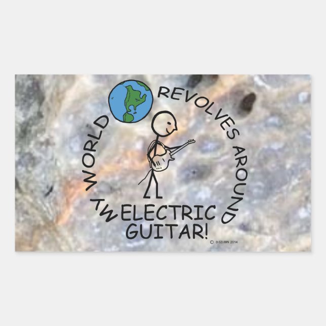 Pegatina Rectangular Guitarra Eléctrica: El mundo se retuerce alrededor (Anverso)
