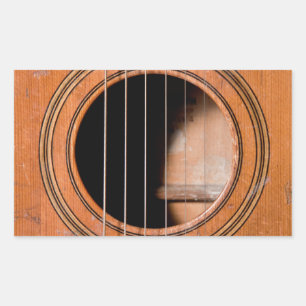 Pegatina Rectangular Guitarra rústica