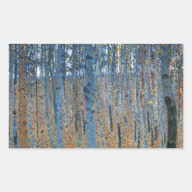 Pegatina Rectangular Gustav Klimt Beech Tree Forest Grove (Anverso)