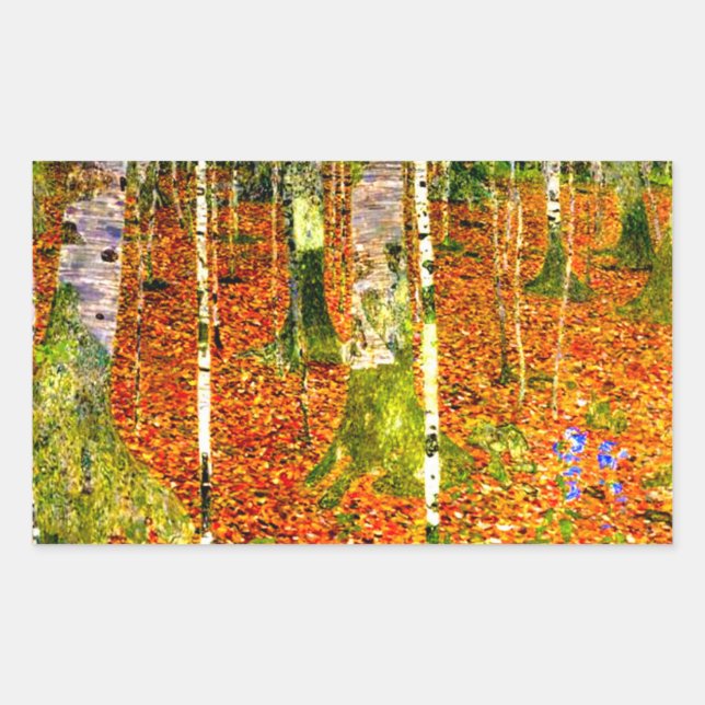 Pegatina Rectangular Gustav Klimt Birch Trees (Anverso)