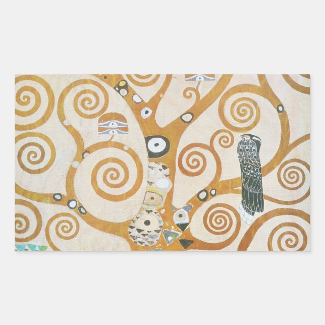 Pegatina Rectangular Gustav Klimt El Árbol De La Vida Art Nouveau (Anverso)