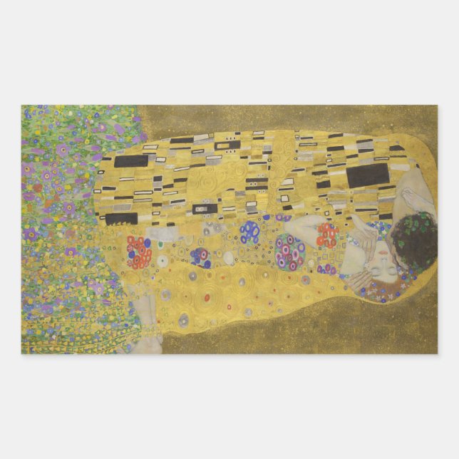 Pegatina Rectangular Gustav Klimt "El beso" (Anverso)