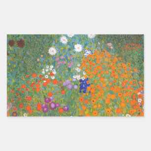 Pegatina Rectangular Gustav Klimt Flor Jardín Naturaleza
