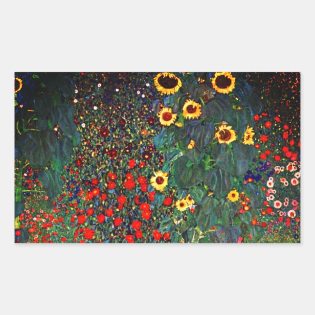 Pegatina Rectangular Gustav Klimt Flower Garden (Anverso)