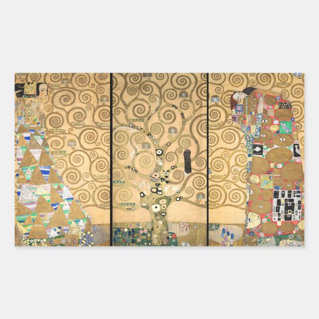 Pegatina Rectangular Gustav Klimt - Friso Stoclet Árbol de la Vida (Anverso)