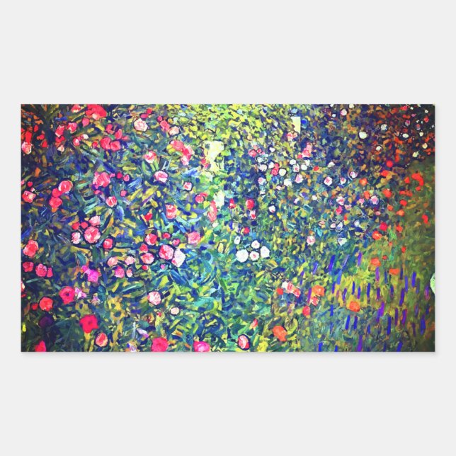 Pegatina Rectangular Gustav Klimt Italian Garden (Anverso)