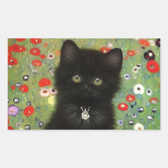 Pegatina Rectangular Gustav Klimt Kitten (Anverso)