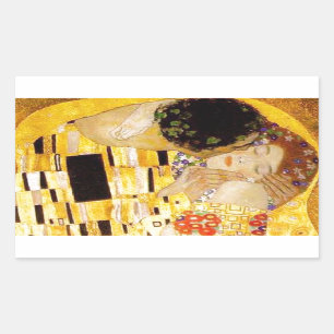 Pegatina Rectangular Gustav Klimt La Pintura Clásica Del Beso