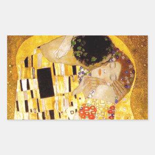 Pegatina Rectangular Gustav Klimt La Pintura Clásica Del Beso