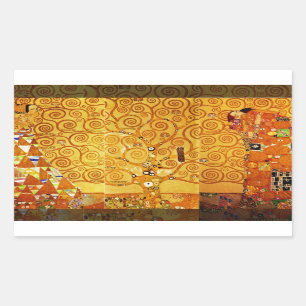 Pegatina Rectangular Gustav Klimt Nouveau, árbol de la vida