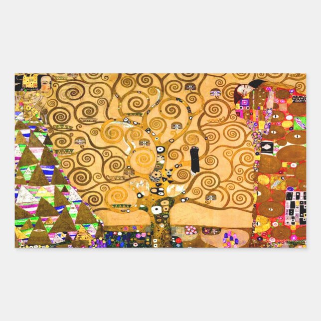 Pegatina Rectangular Gustav Klimt Tree of Life (Anverso)