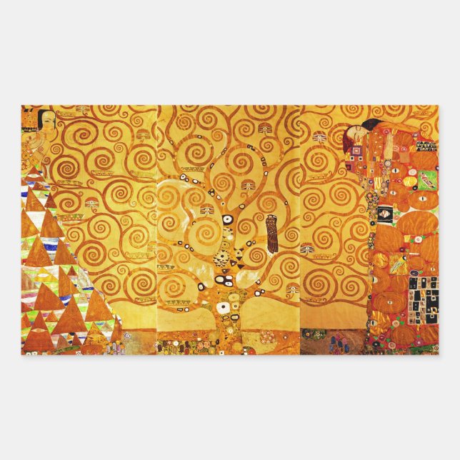 Pegatina Rectangular Gustav Klimt Tree of Life: Simbolista Art Nouveau (Anverso)